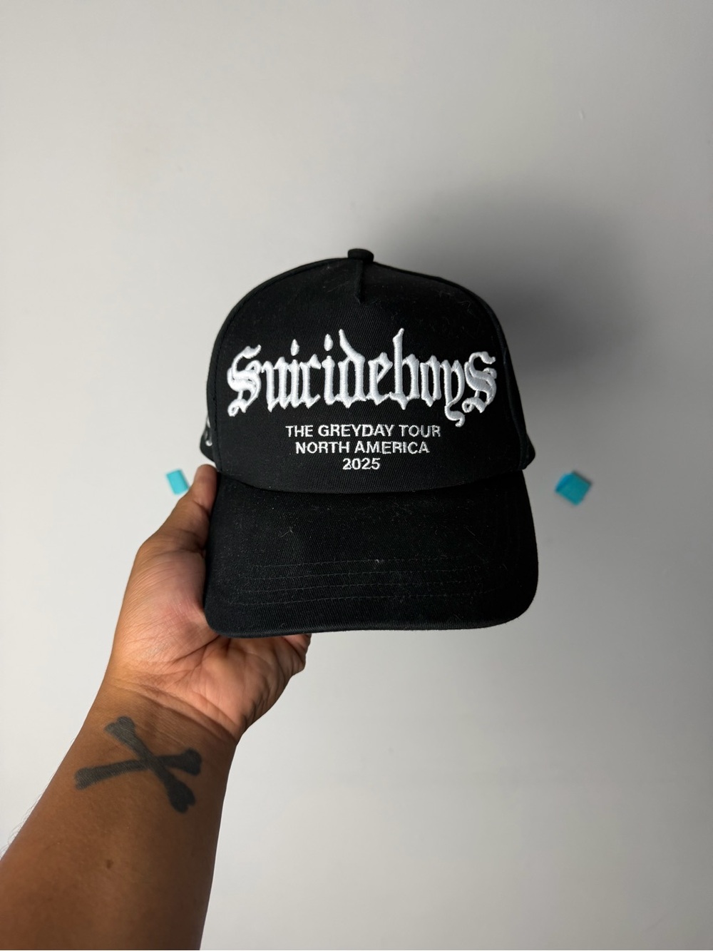 Crooks & Castles Black Snapback Hat with White Embroidery